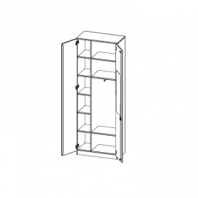 Garderobenschrank mit Spiegel und Garderobenstange, 6 Ordnerhöhen - Serie evo180 B/H/T: 80x226x40 cm, 2 Türen, abschließbar, eine Seite Garderobe, eine Seite Fachboden, Sockel -image