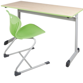 Zweier-Schülertisch 130x65 cm Modell T, Tischplatte Melamin mit ABS- Kante Lieferbare Tischhöhen, Ral- Farben und Dekore und zusätzliche Ablage wählbar-image
