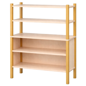 Stollen-Regal mit flacher Sockelnische und 4 Fächern H/T: 120x40 cm, Regal in 3 Breiten mit 2 verstellbaren Einlegeböden, unten 3seitig geschlossen, oben offener Regalbereich-image