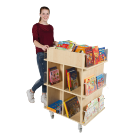 Präsentationswagen für Bücher, mit 18 Fächern B/H/T: 73x105x60 cm, Blenden aus Melamin-image
