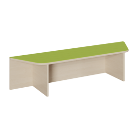 Trapezpodest mit Linoleum-Deckplatte und mittiger Nische für Rollkasten B/T: 150x40 cm, mit Garagennische in der Mitte, seitlich jeweils trapezförmige Überstände-image