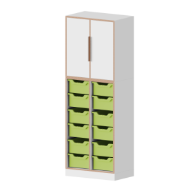 qickly® Schrank. 5 Ordnerhöhen, 2 Türen und 12 große Ergo Tray Boxen B/H/T: 70,1x176x42,6 cm-image