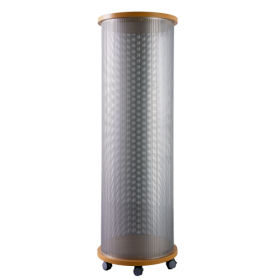 Litfaßsäule mit Lochblech, fahrbar Infosäule rund, B/H/T: 70x213x70 cm-image