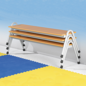 Stapelbare Bank mit melaminbeschichteter Spanplatte und ABS-Kante B/H/T: 120x31x48 cm, Sitztiefe: 30 cm-image
