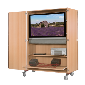 Zweitüriger TV-Wagen mit Rollauszug & Videoauszug B/H/T: 132x184x75 cm-image