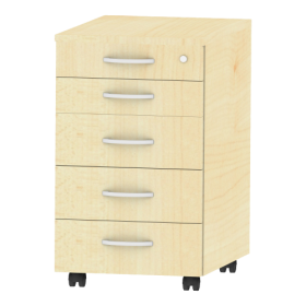 Rollcontainer fahrbar mit Zentralverriegelung B/H/T 43/72/61,5 cm, fahrbarer Beistellcontainer mit 5 Schubladen und Wechselsperre-image