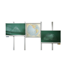 Pylonen-Doppelanlage mit Projektionsfläche, Stahl: weiß Mittelfläche B/H: 200x120 cm, Projektionsfläche B/H: 150x150 cm-image