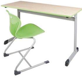 Zweier-Schülertisch 130x65 cm Modell T, Tischplatte Melamin mit ABS- Kante Tischhöhe: 53 cm-image