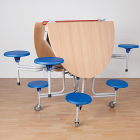 Spaceflex 2.0 Klapptisch mit integrierten Stühlen, rund, melaminbeschichtete Spanplatte B/H/T: 153x69x136 cm, 8 Sitze Farbe Gelb, Sitzhöhe 38 cm-image