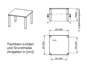 Tisch ZALOTTI mit Schichtstoff-Belag Quadrattisch, B/H/T: 60x25x60 cm, Stahlrohrbeine Ø 60 mm, Fußvariante: Stellfuß, Tischbeine mit RAL-Farbe 9006 (weißaluminium)-image