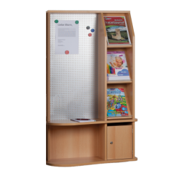Infocenter B/H/T: 80x142x32 cm, mit 3 Schrägablagen, Lochblechrückwand, offenem Fach und abschließbarem Postfach, zur Wandmontage-image