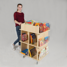 Präsentationswagen für Bücher, mit 18 Fächern B/H/T: 73x105x60 cm, mit Acrylblenden-image