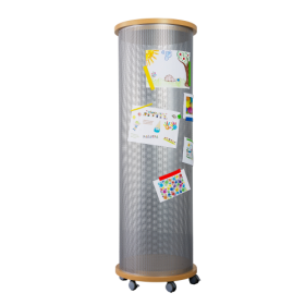 Litfaßsäule mit Lochblech, fahrbar Infosäule rund, B/H/T: 70x213x70 cm-image