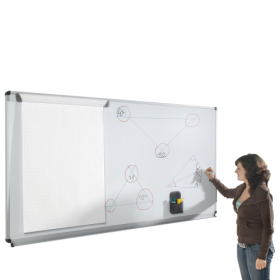 Whiteboard aus Stahl, Serie ST, weiß Whiteboard wahlweise mit Ablage-image