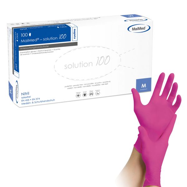 Nitril-Einmalhandschuhe, magenta, Größe M, 100 Stück-image