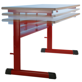 Zweier-Schülertisch Modell TH-Z-PU, höhenverstellbar, Tischplatte Melamin mit PU-Kante Zweier-Schülertisch 130 cm breit, 55 cm oder 65 cm tief, die einstellbaren Höhen nach DIN sind in 2 Gruppen wählbar-image