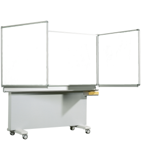 Whiteboard Klappschiebetafel aus Premium Stahlemaille, Serie ME, weiß MF: 150x100 cm FF: 75x100 cm, fahrbar-image
