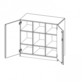 Schrank, dreireihig, 2 Ordnerhöhen - evo180 Serie B/H/T: 104,5x100x50 cm (2,5 Ordnerhöhen!), zweitürig, mit Sockel (81 mm), ohne Boxen-image