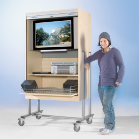 TV-Wagen mit Rollo, 1 Rollauszug und Videoauszug B/H/T: 108x189x60 cm-image