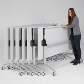 Seitenklapptisch mit Melaminplatte, fahrbar B/H/T: 140x72x70 cm-image
