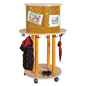 Ovaler Taschenkreisel B/H/T: 90x140x70 cm, aus feuerhemmendem Material - Dekor Birke, mit 13 Dreifachhaken und Lochblech-Zylinder-image