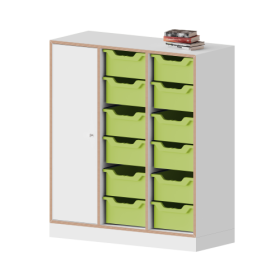qickly® Schrank, 3 Ordnerhöhen, 1 Tür mit Schloss, 12 große Ergo Tray Boxen B/H/T: 104,2x110,5x42,6 cm-image