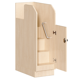 Wickelkommode, vierreihig zuzüglich Waschbecken B/H/T: 179x113x71,5 cm, Integrierter Aufgang links, 12 Boxen und Waschbecken rechts-image