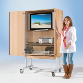 Zweitüriger TV-Wagen mit 1 Rollauszug & Fach B/H/T: 108x189x60 cm-image