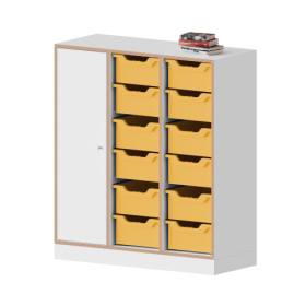 qickly® Schrank, 3 Ordnerhöhen, 1 Tür mit Schloss, 12 große Ergo Tray Boxen B/H/T: 104,2x110,5x42,6 cm-image