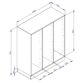 qickly® Schrank, 3 Ordnerhöhen, 3 Türen B/H/T: 104,2x110,5x42,6 cm-image