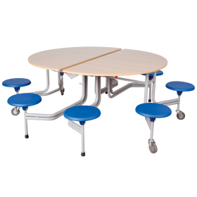 Spaceflex 2.0 Klapptisch mit integrierten Stühlen, rund, melaminbeschichtete Spanplatte B/H/T: 153x69x136 cm, 8 Sitze Farbe Gelb, Sitzhöhe 38 cm-image