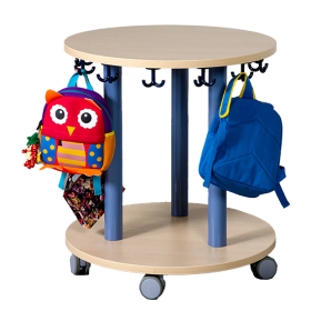 Taschenwagen rund aus feuerhemmendem Material - Dekor Birke, mit 12 Dreifachhaken, Ø 70 cm, H: 75 cm-image